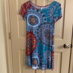 Popyoung  Womens Size XS Dress Red and Blue Design